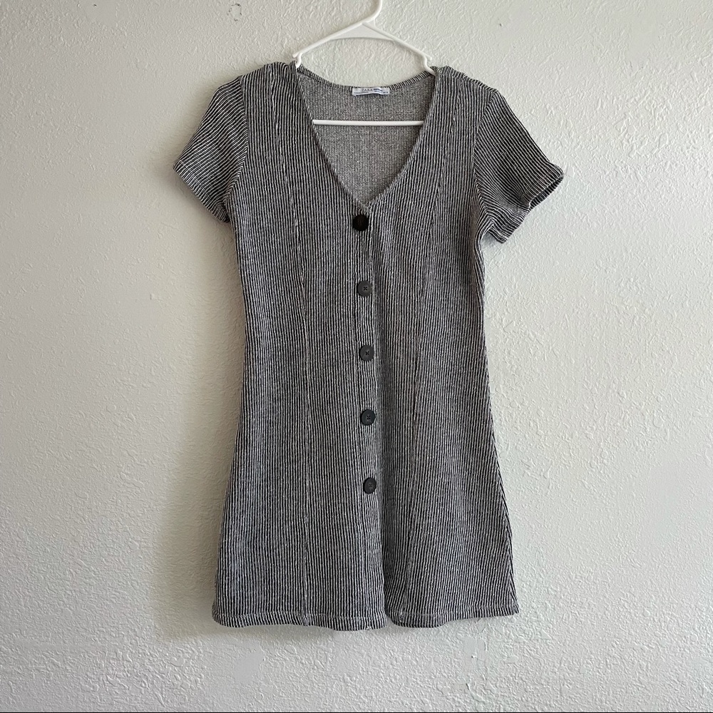 Zara Trafaluc 🖤 Woven Dress Wood Buttons Heavy Knit Made In Morocco Black White
